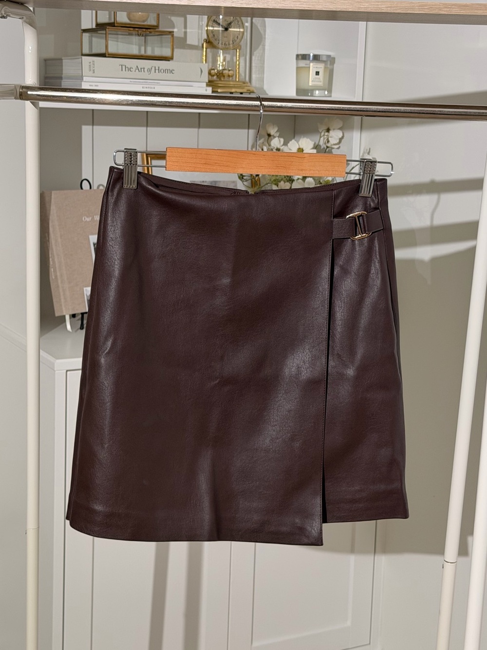 Dynamite Faux Leather Mini Skirt in Dark Brown